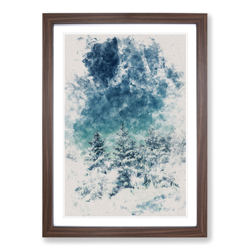 Winter Forest Vol.9 Watercolour - Picture Frame Graphic Art, Walnut, 90cm H x 65cm W x 2cm D