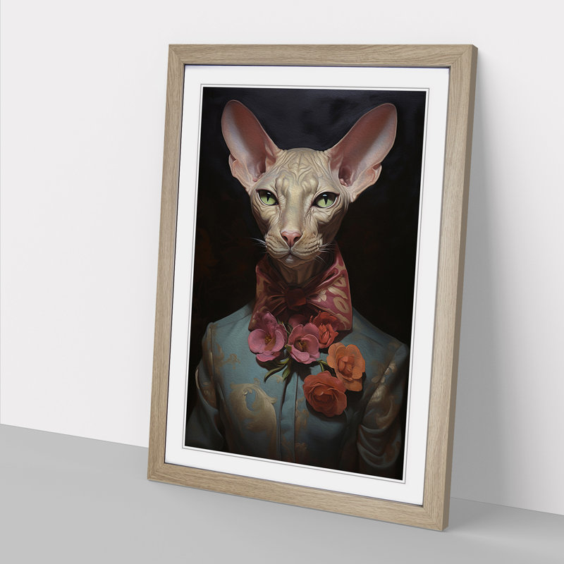 Sphynx Cat Orphism - Framed Print, 64cm H x 46cm W x 2cm D, Oak 