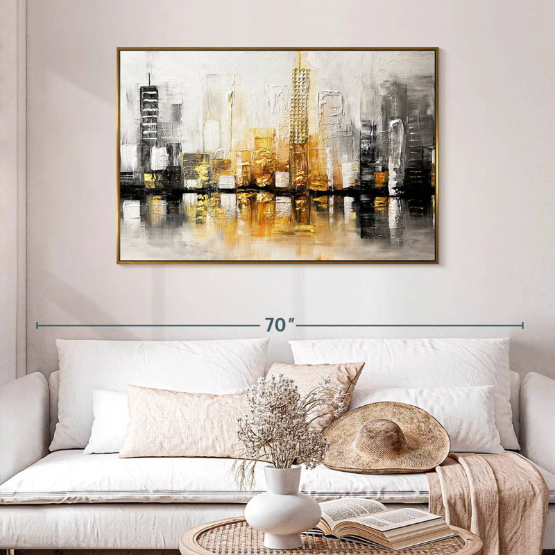 City View I, 46 po x 31 po, Cadre flottant doré