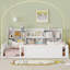 Lit plateforme simple en bois avec barrière de sécurité et tablettes de rangement latérales pratiques, base de lit pour enfant peu encombrante-1725765566-1725765565