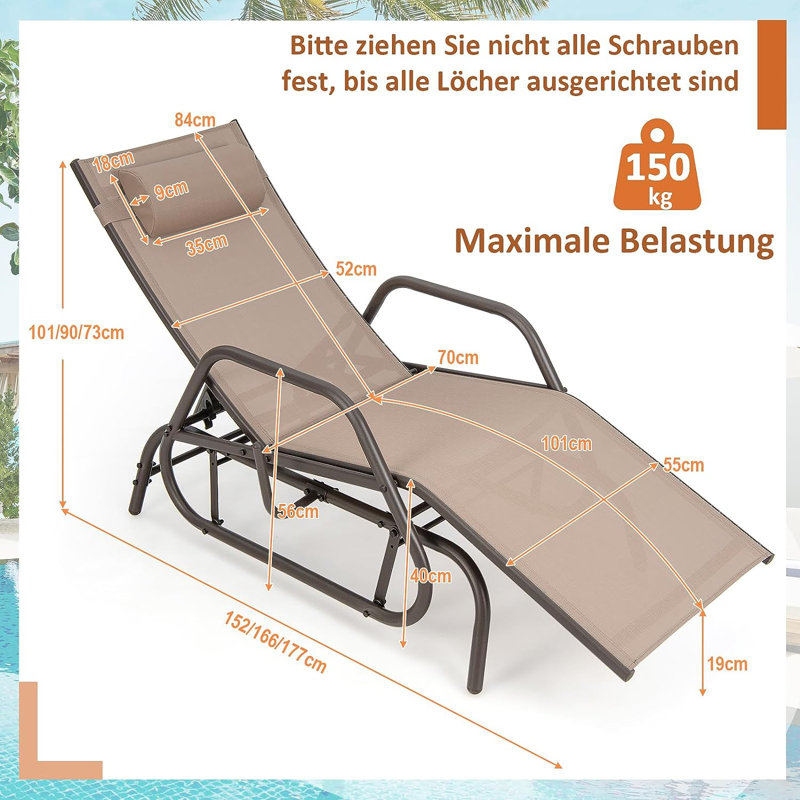 Mayard 152cm Long Reclining Single Chaise, Brown