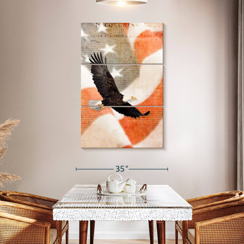 Brampt US Flag Bald Eagle, 50" H x 32" W