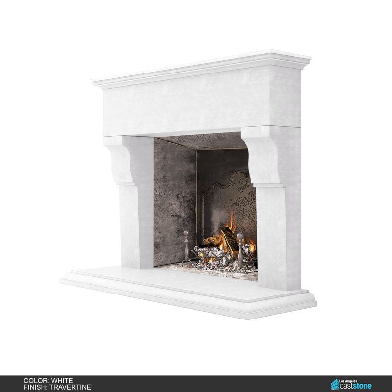 Martel Fireplace Surround, White Travertine