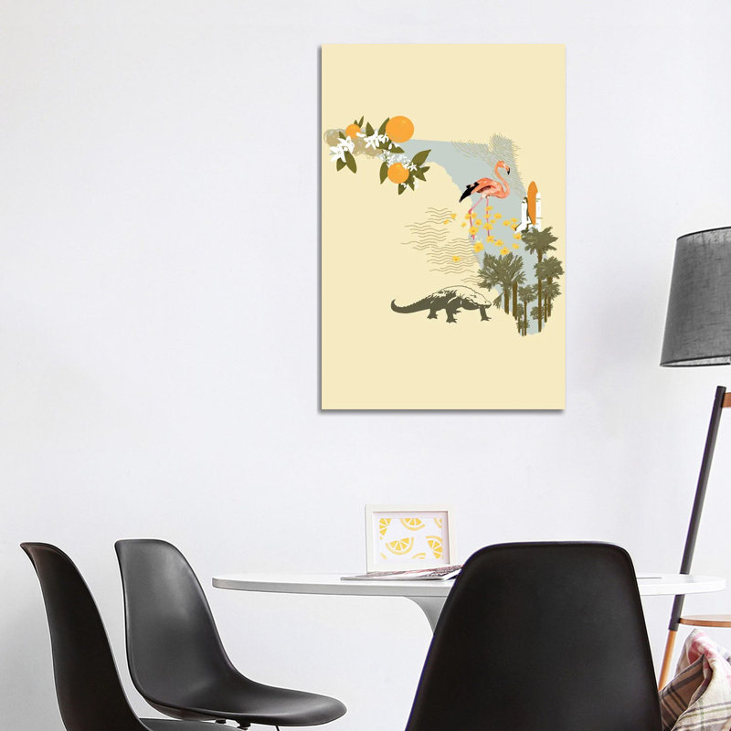 Illustrated State-Florida by Jacob Green - Wrapped Canvas Gallery-Wrapped Canvas Giclée, 101.6 cm H x 66.04 cm W