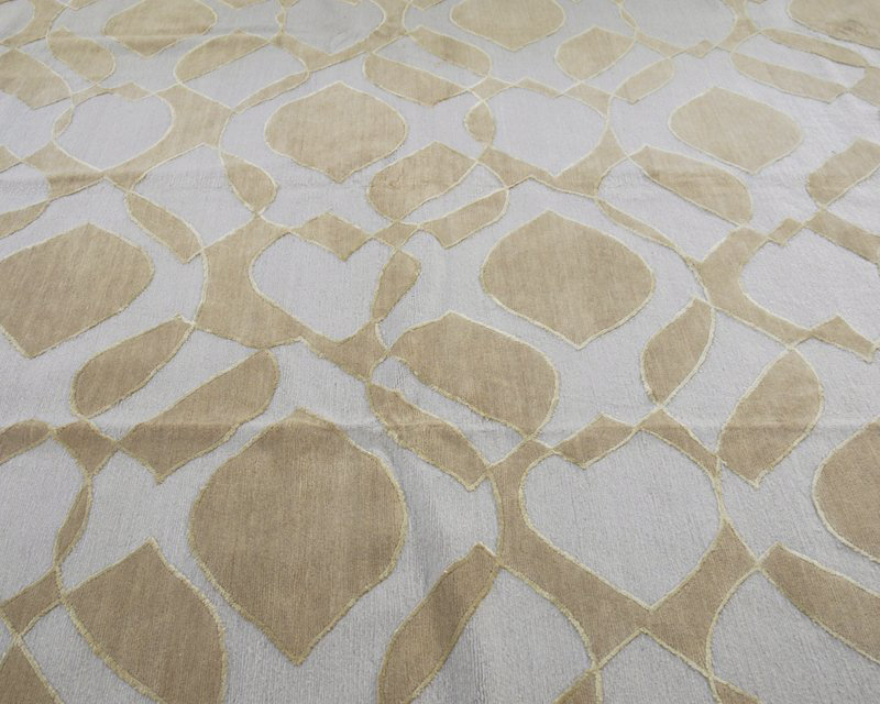 Mod Hand Woven Silk and Wool Geometric Area Rug, Rectangle 8' x 10'