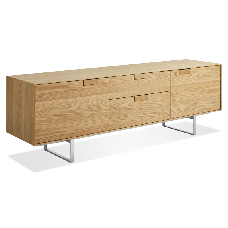 Series 11 Media Console, White Oak/Stainless Steel