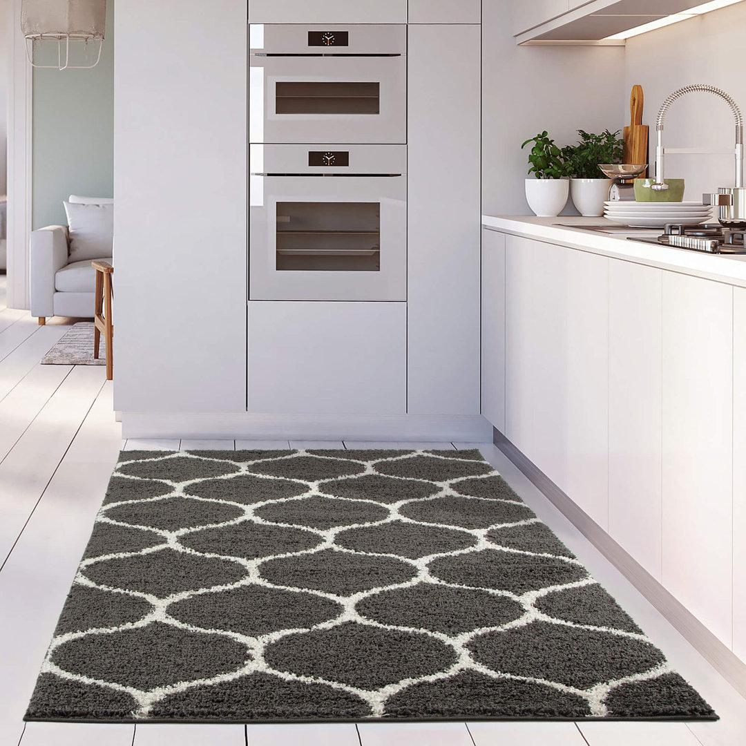 Rackhams Dark/Grey Moroccan Shaggy Rug | 640 - 80X150 Cm - Image 3