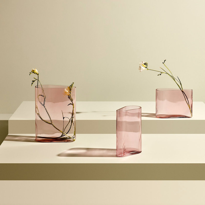 Mist Handmade Lead Free Crystal Table Vase, 8.25" H x 10.63" W x 4" D