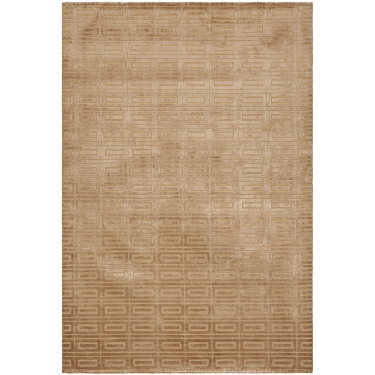 George Oliver Danyele Hand Loomed Viscose/Cotton Geometric Rug in Camel ...