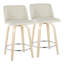 Tabouret de comptoir à hauteur fixe 24 po Thea avec pieds en bois cintré et repose-pieds rond-94398857-94398861-94398862