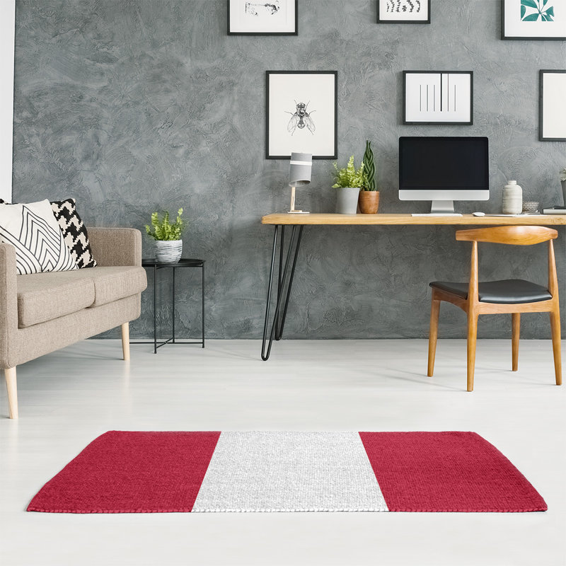 Tapis rouge/blanc rayé Los Angeles, Rectangle 8 pi x 10 pi