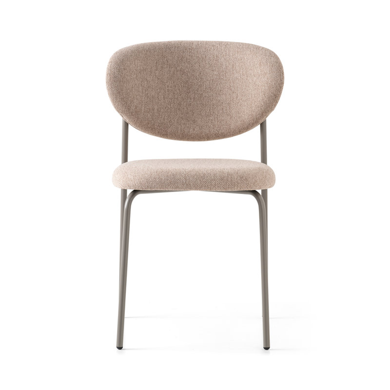 Cozy Upholstered Chair with Metal Frame, Painted Brass, Taupe