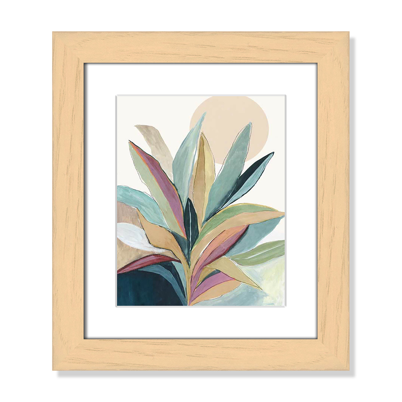 Byer "Sunny Bright Leaves I" Print by Asia Jensen, 16.5" H x 14.5" W x 1.25" D, Natural Cube Frame Matted