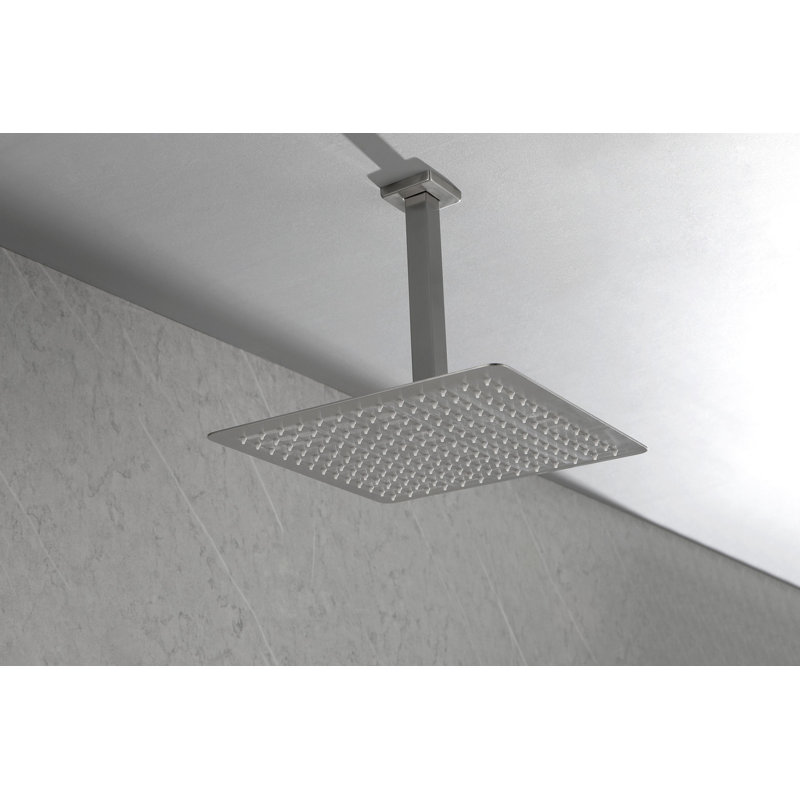 VEVOR 10" Square High Pressure Rainfall Shower Head, Matte Black Ceiling Mounted with 10" Extension Arm, Water Saving Rain Shower Head