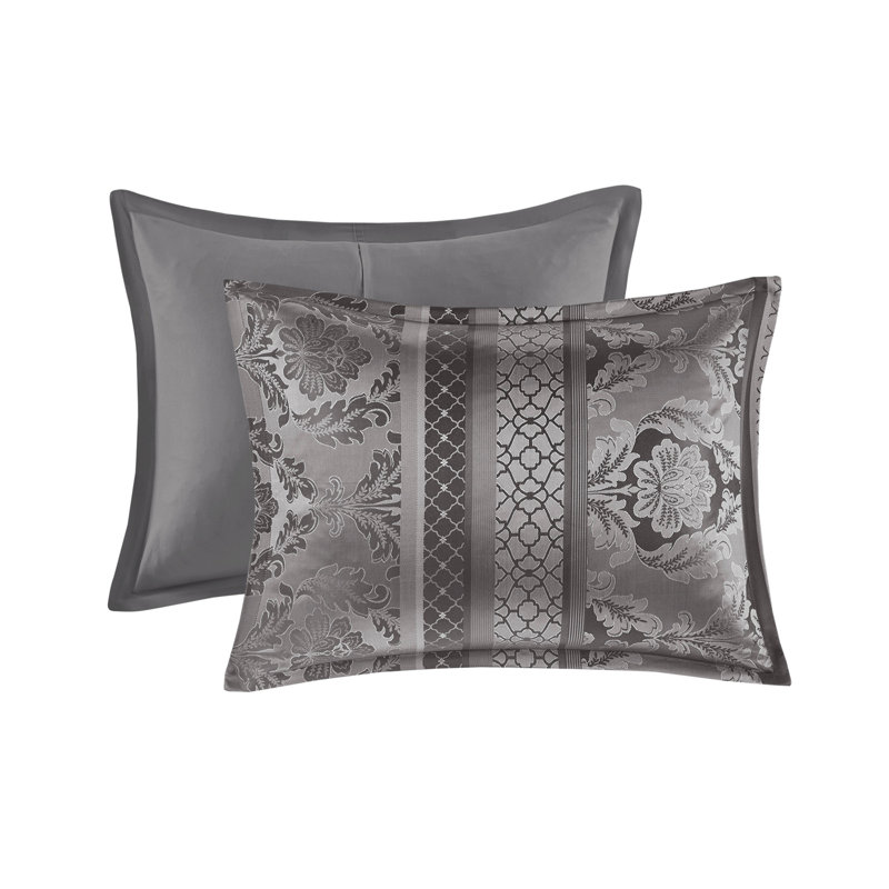 Ensemble d'édredon 7 pièces jacquard gris