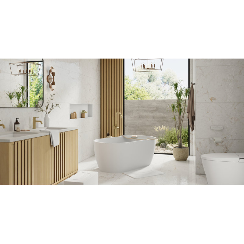 Baignoire autoportante en résine mate avec trop-plein et drain BW-02-S-M 55 po x 30 po Badeloft, Blanc mat