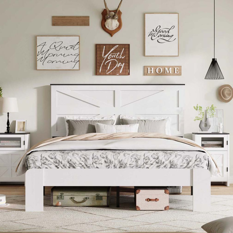 Structure de lit plateforme en bois, sans bruit, sans sommier, Grand lit