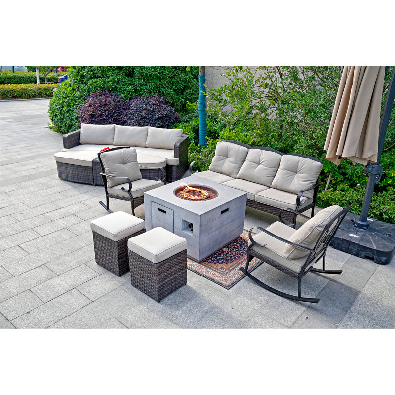 Ensemble de conversation modulaire avec coussins 6 pièces Dannille
