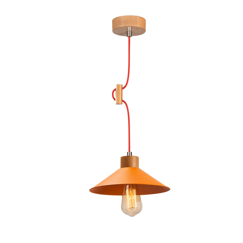 Luminaire suspendu conique à 1 lumière Hernandes, Orange