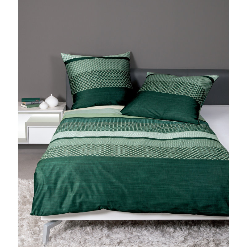 Striped Duvet Cover Set with Pillowcases Included, Green, 135 x 200cm Duvet Cover + 1 Pillowcase