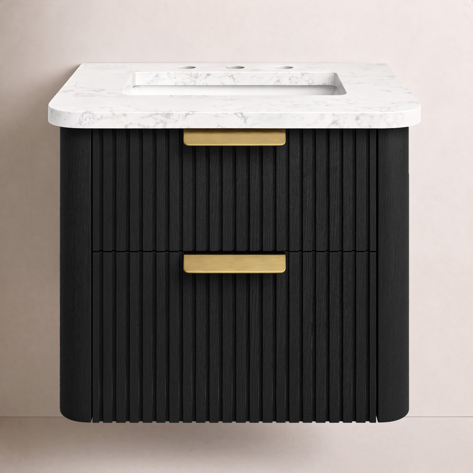 Liljan 24" Oak Single Bathroom Vanity, Black Oak/Brushed Bronze