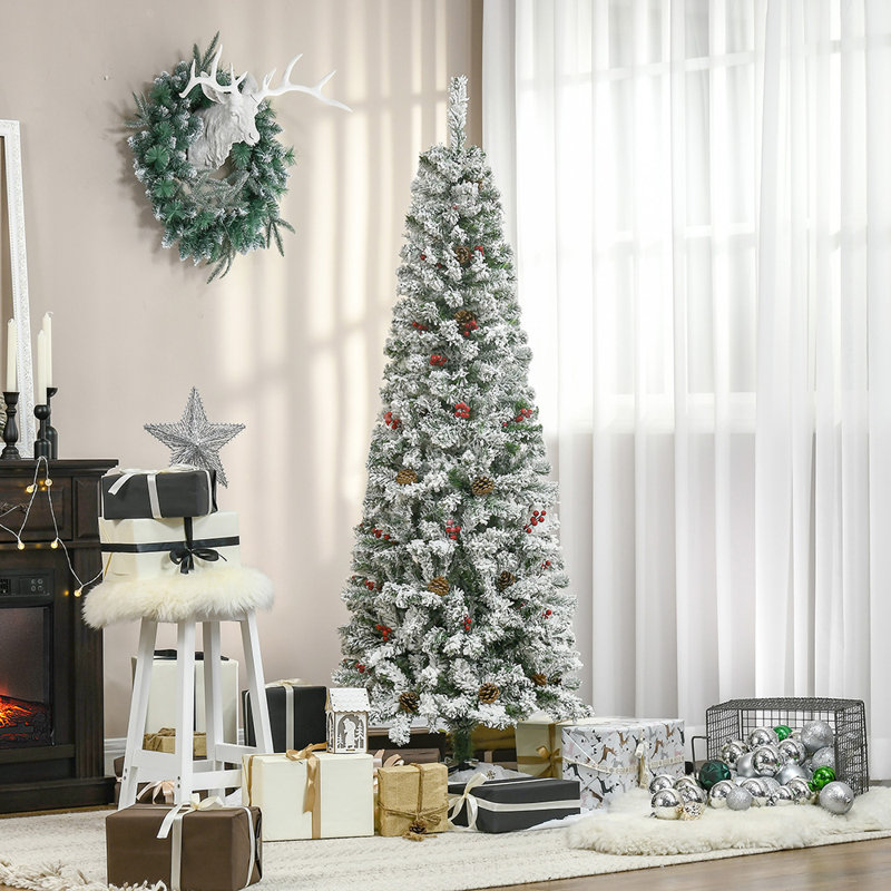 Arbre de Noël artificiel enneigé avec 600 branches de pin, 6'