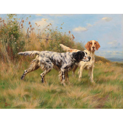 "Two English Setters" by  Thomas Blinks - Gallery Wrap Canvas Wall Art