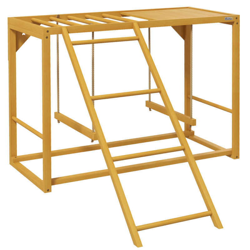 Ensemble de jeu de poules avec 3-4 oiseaux Pawhut, accessoire de poulailler en bois avec plusieurs perchoirs et échelle de poule