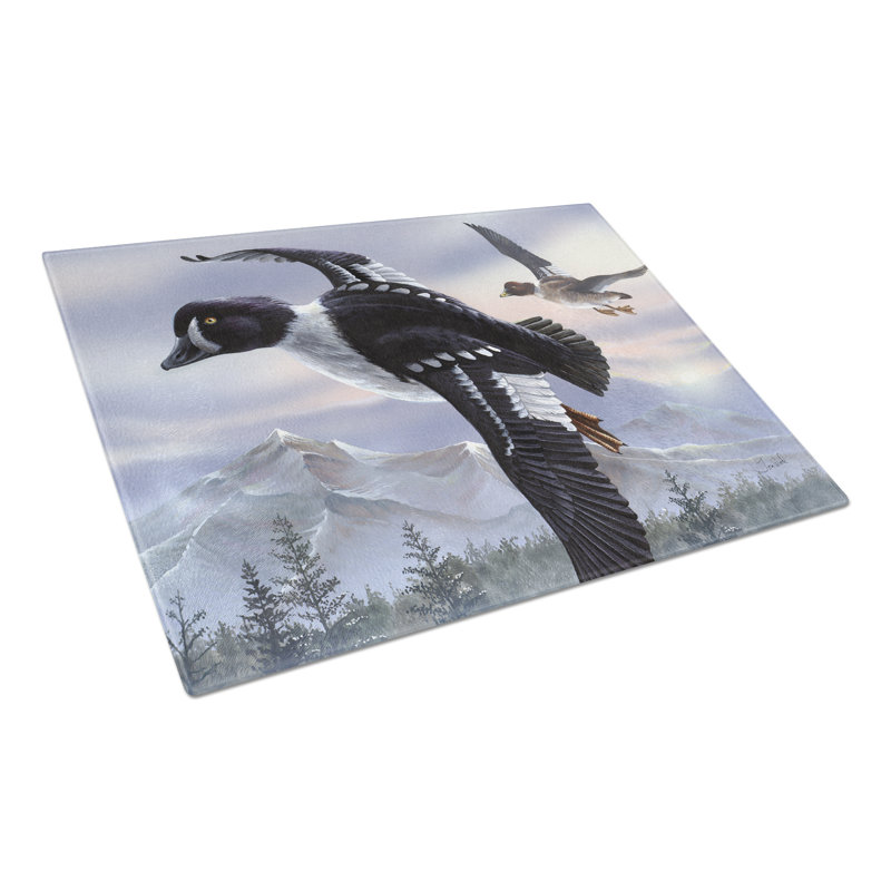Caroline's Treasures Golden Eye Ducks Flying Glass Cutting Board
