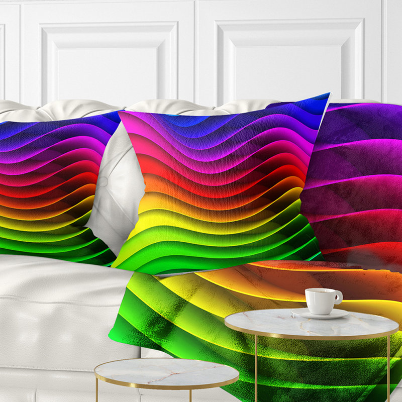 Motif de vagues arc-en-ciel - imprimé abstrait, 16 po x 1 po, Carré