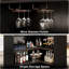 Armoire de bar en forme de L de 51,2 po avec porte-verres à pied, unité de bar d'angle à 4 niveaux, table de bar à vin avec alcool moderne et bureau de réception pour la maison, noir