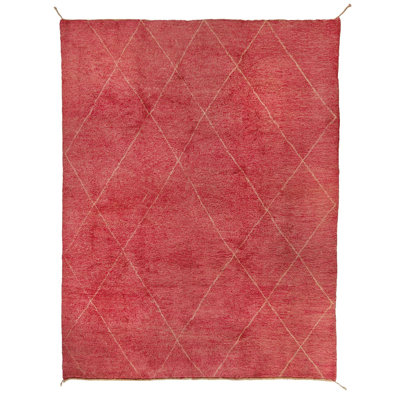 Pink Berber Wool Rug - 9'10" x 13'2"