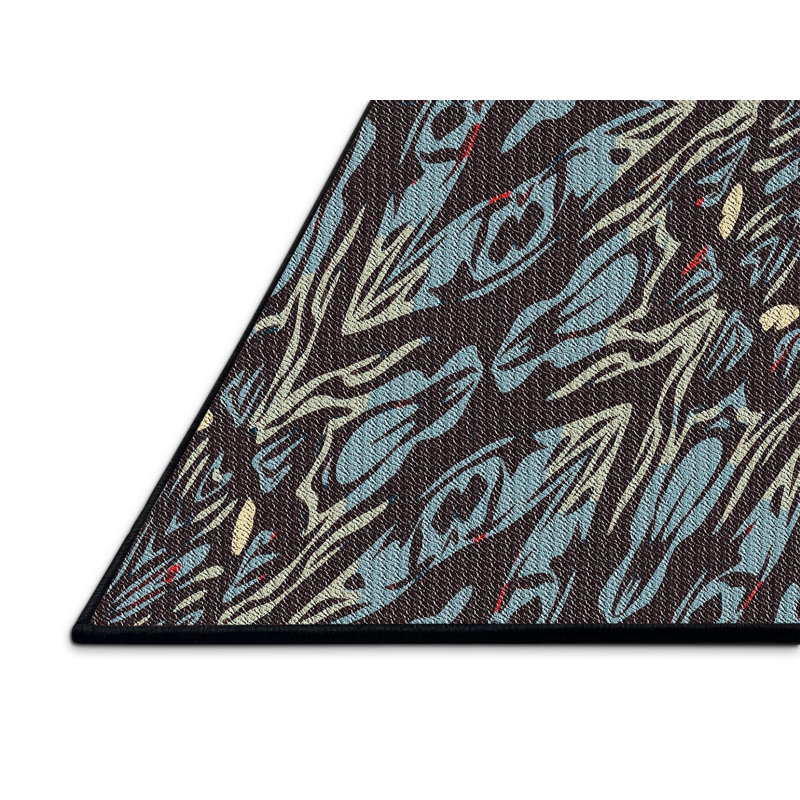 Tapis brun / bleu Ikat, Rectangle 8 pi x 12 pi