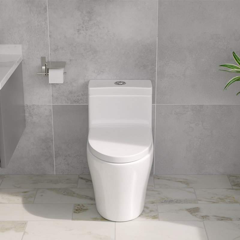 Toilette allongée une pièce à double chasse 1,1 / 1,6 GPF avec siège confortable et surface vitrée en céramique (siège à fermeture en douceur inclus)
