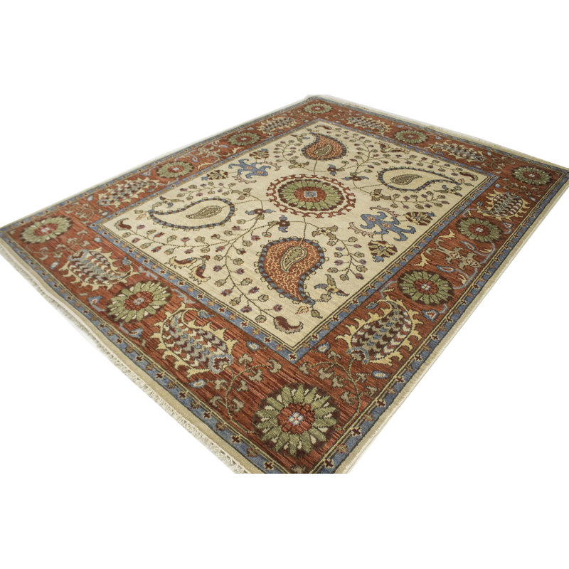 Tapis crème en laine noué à la main Faldo