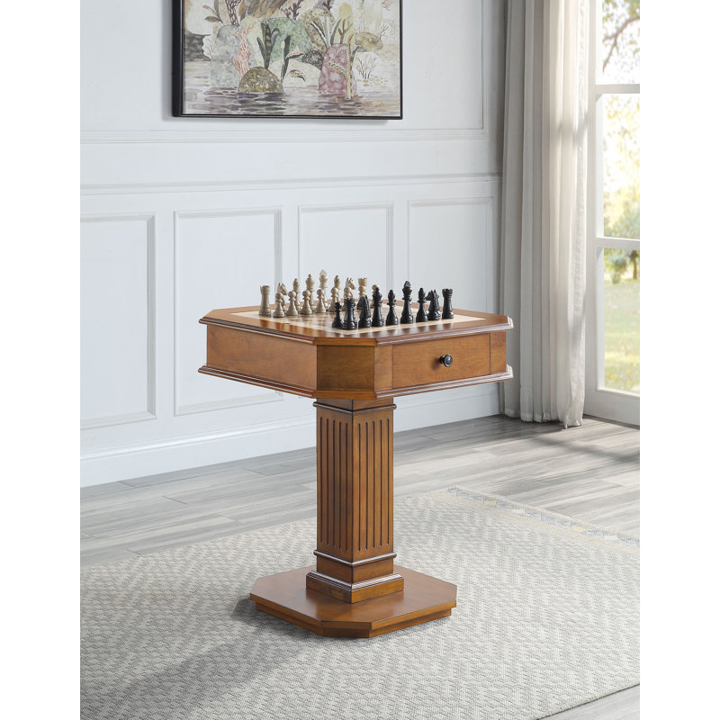 Table multi-jeux à 2 tiroirs en noyer
