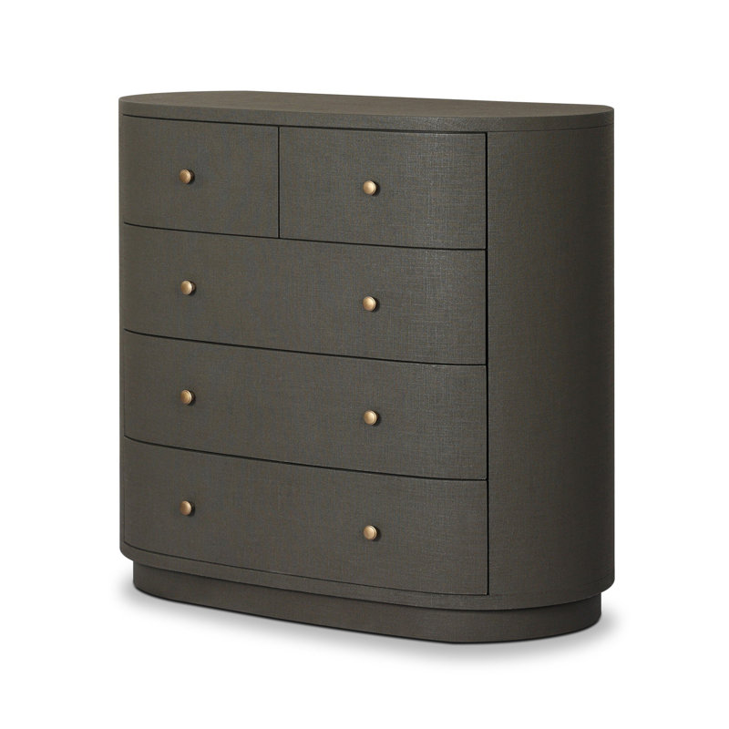 Amelia Chest-Ivory Painted Linen, Dark Green Lacquered Linen