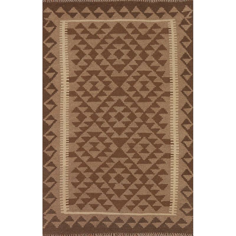 Brown Wool Kilim Oriental Area Rug 4x5