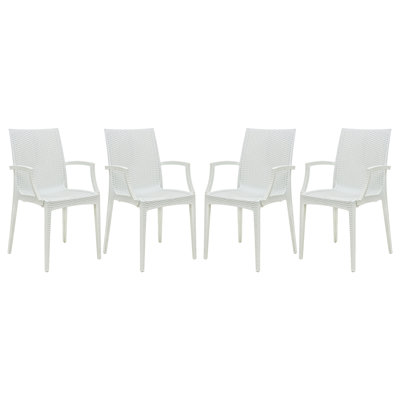 Fauteuil de patio empilable sans assemblage Mace - Chaise de salle à manger moderne en tissu toutes saisons imperméable et robuste
