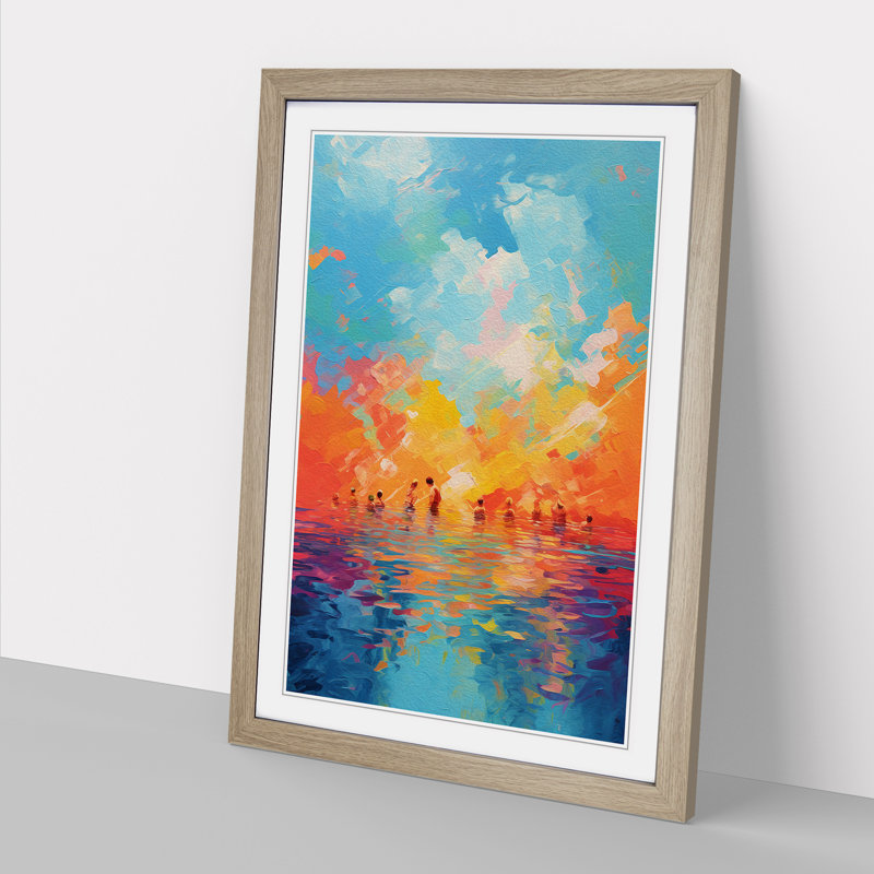 Swimming Colour Field No.2 - Framed Print, Oak, 46cm H x 34cm W x 2cm D