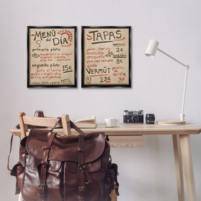  Ensemble de 2 toiles flottantes Travel Tapas menu par June Erica Vess