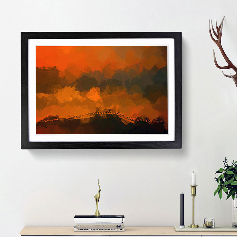 Hills in Tuscany Italy in Abstract - Picture Frame Graphic Art Print, 27cm H x 36cm W x 2cm D, Black Framed