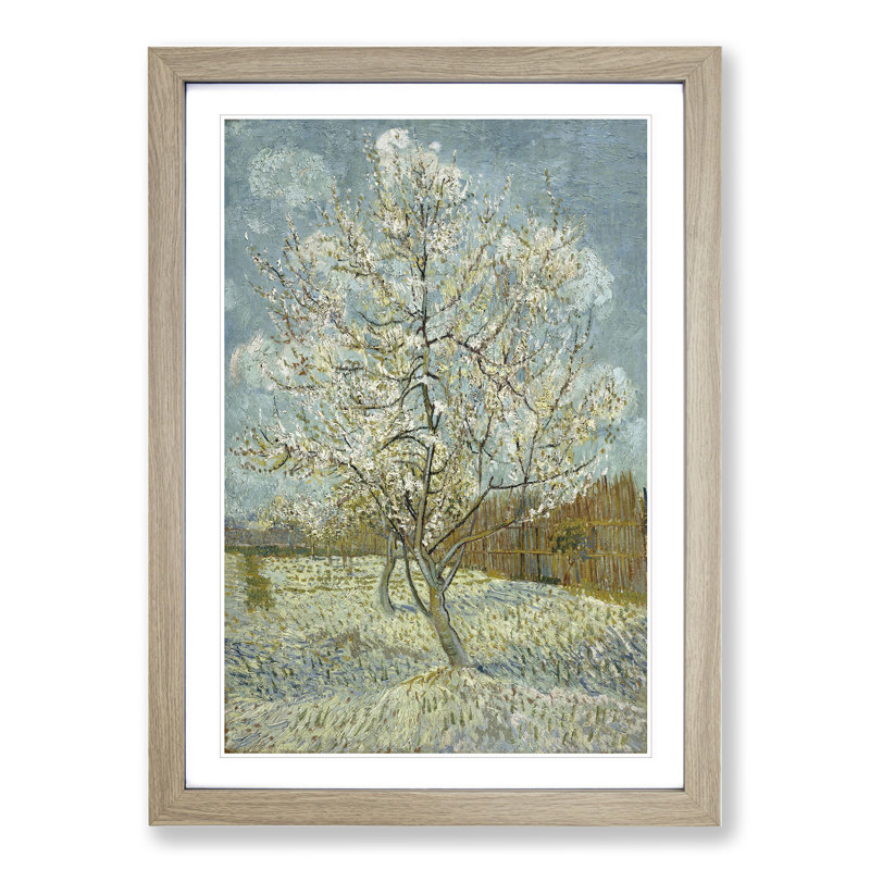 The Pink Peach Tree by Vincent Van Gogh - Picture Frame Painting Print on MDF, Oak Framed, 65cm H x 48cm W x 2cm D