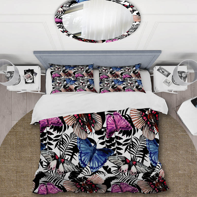 Ensemble de housse de couette en microfibre mauve / noir 3 pièces