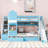 Hatina Kids Castle Style Storage Bunk Bed with Slide and Stairs-987003170-987003182