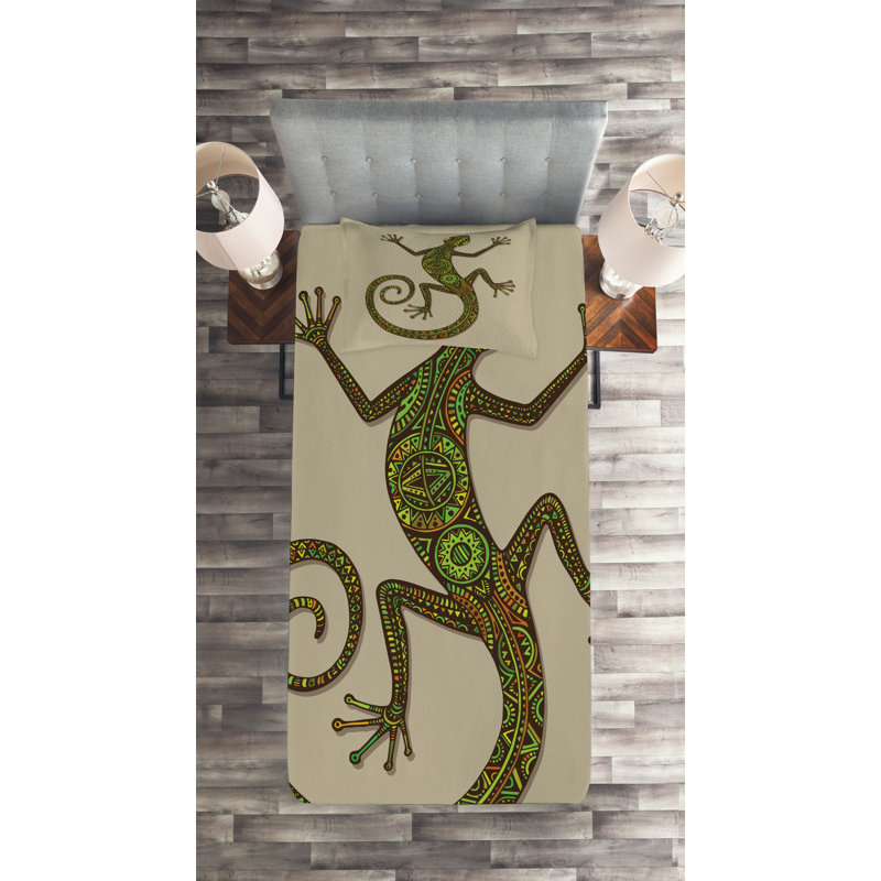 Reptile Coastal Polyester Coverlet, Twin Bedspread + 1 Sham
