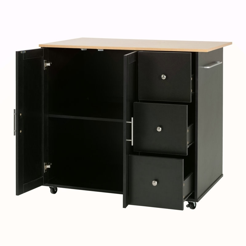 Mobile Kitchen Cart With Storage, Rolling Island With 2 Doors, 3 Drawers, And Adjustable Shelf For Enhanced Organization And Versatility In Any Home