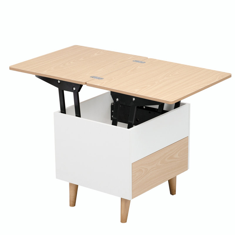 Table basse Fritzsche, Chêne, Blanc/chêne
