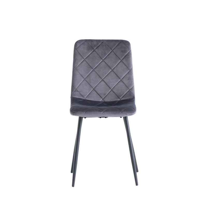 45cm H Velvet Upholstered Side Chair in Grey, Grey