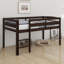 Lit mezzanine bas en bois avec échelle-858322153
